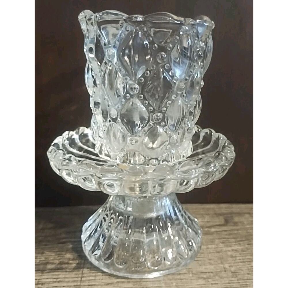 Fairy Angel Glass Clear Lamp Tealight Votive Candle Holder 2 Pc Chunky Crystal
